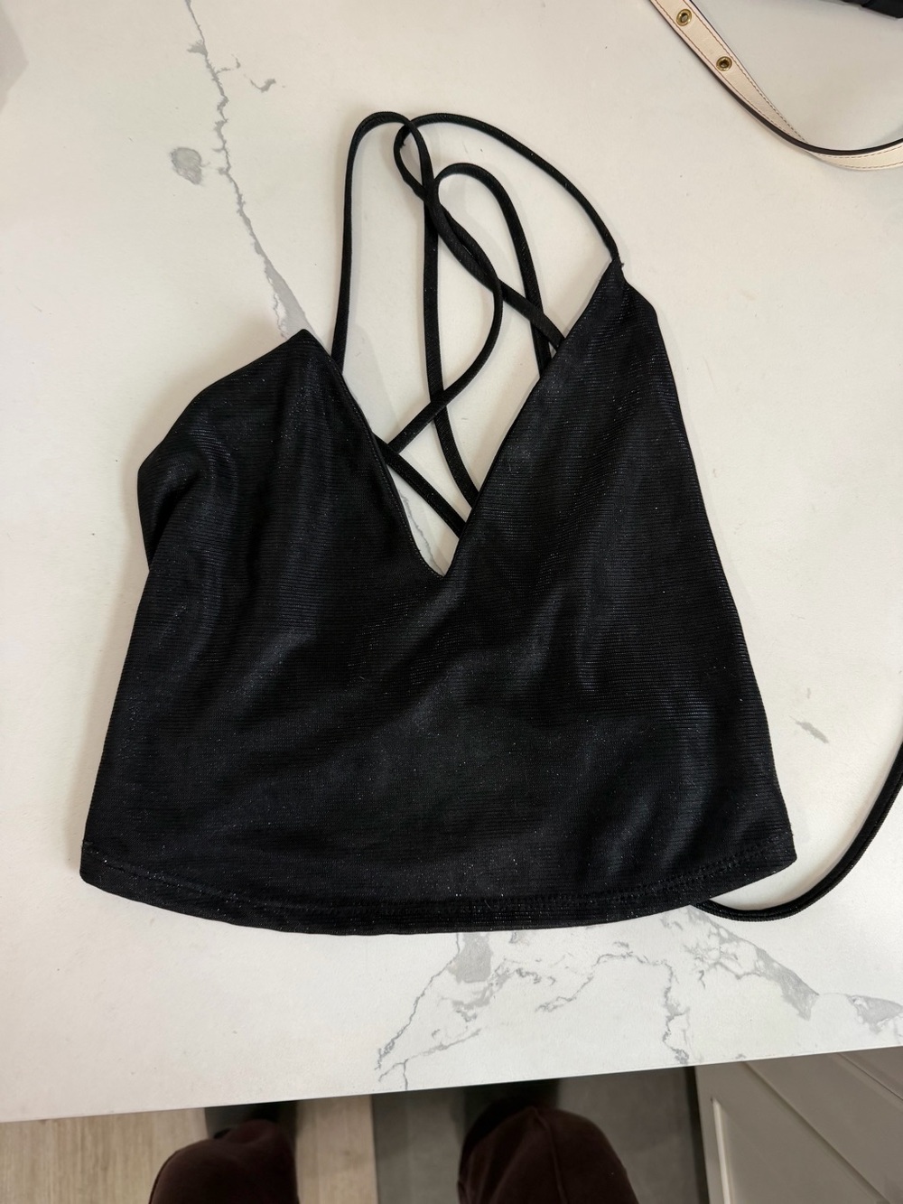 Strappy V-Neck Black Crop Top
